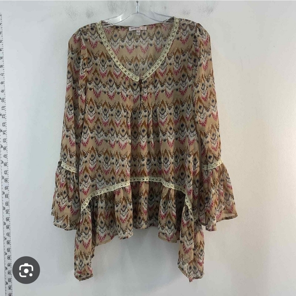 Blu Pepper Bohemian Patterned Women's Top, EUC - Picture 2 of 3